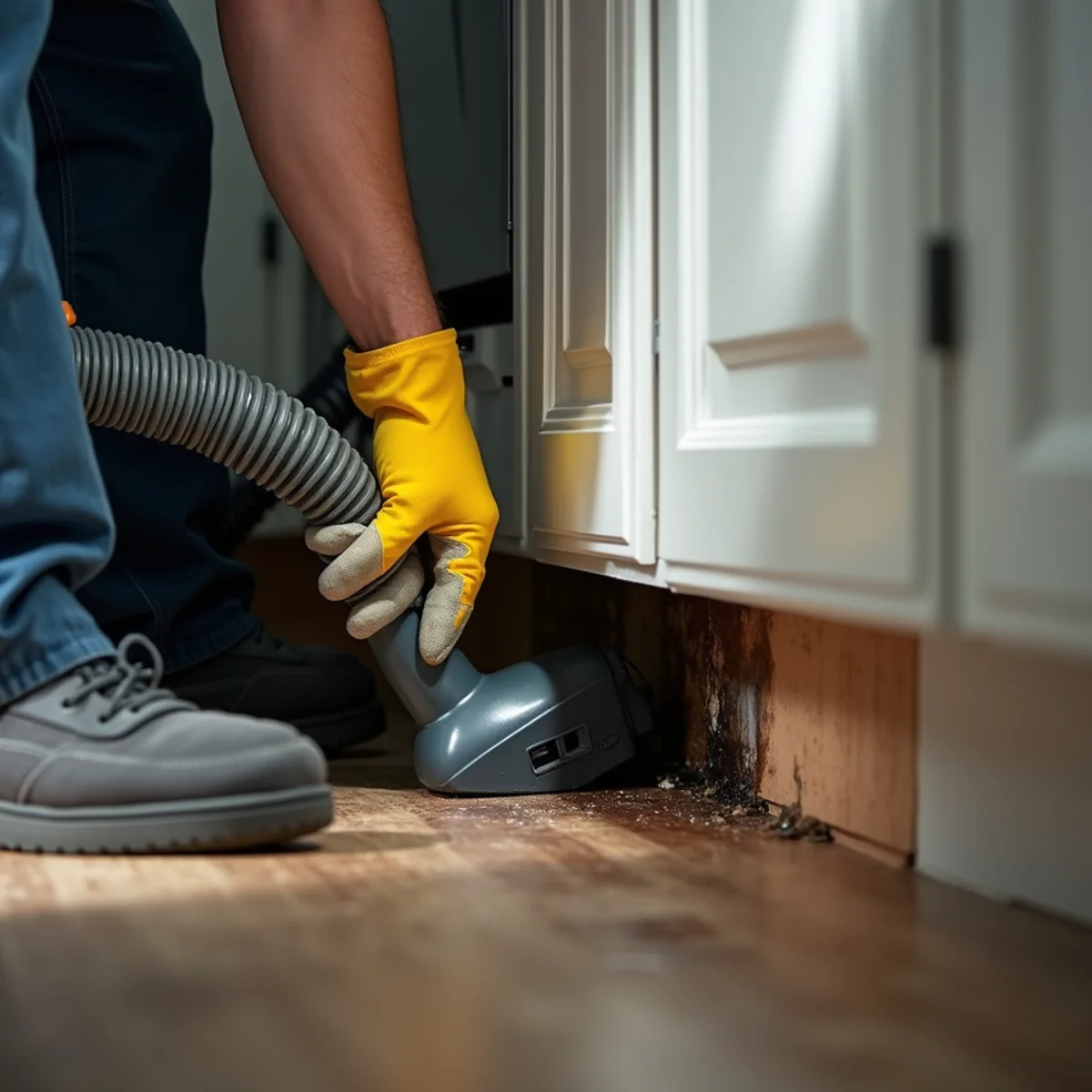 Dishwasher Leak Cleanup in a Buena Park home — IICRC-certified technician at work