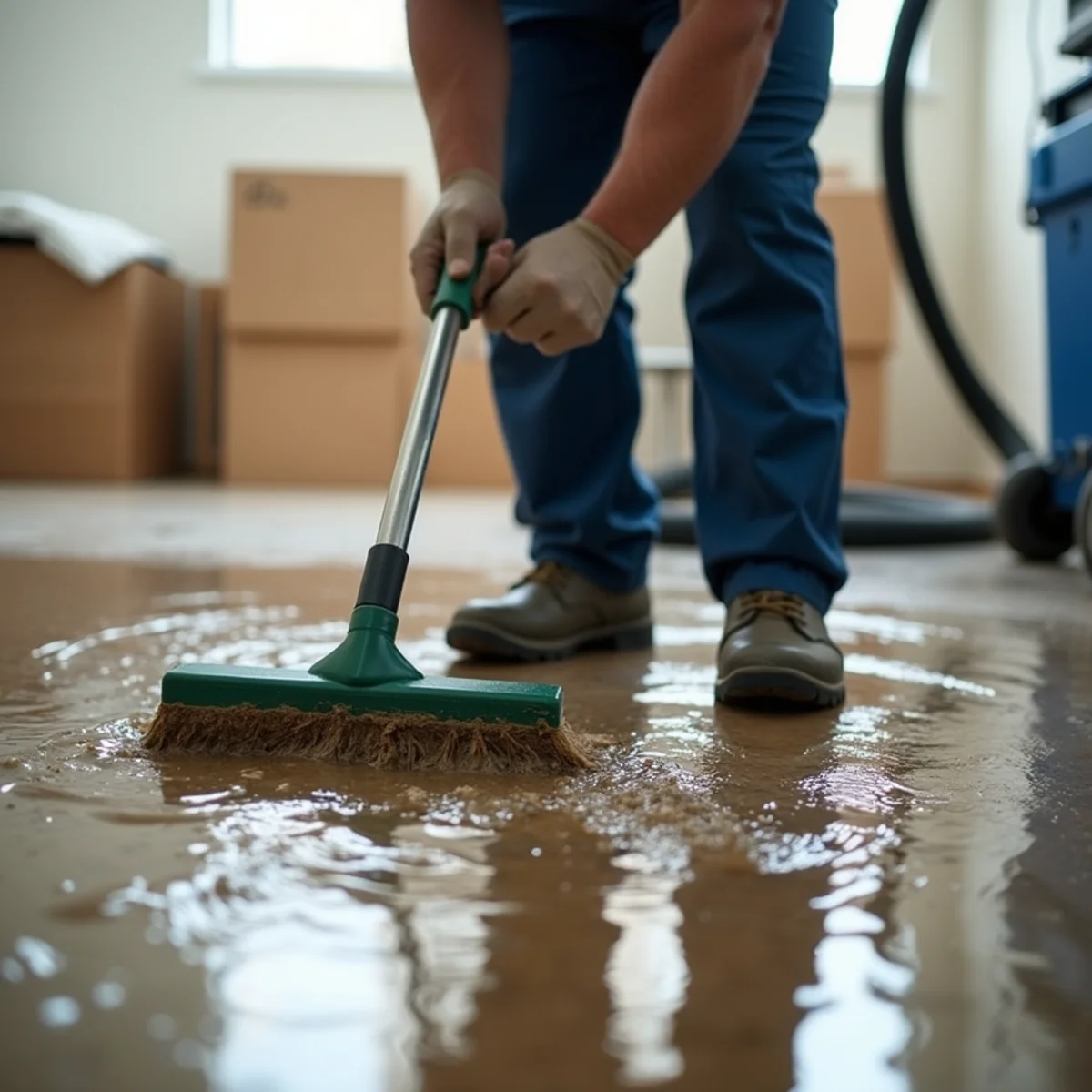 Flood Damage Cleanup in a Buena Park home — IICRC-certified technician at work