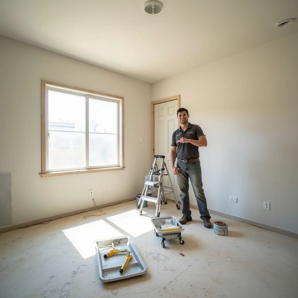 Rebuilt and repainted interior wall during water damage reconstruction in a Buena Park home