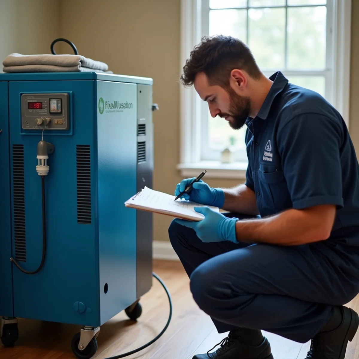 Structural Drying & Dehumidification in a Buena Park home — IICRC-certified technician at work